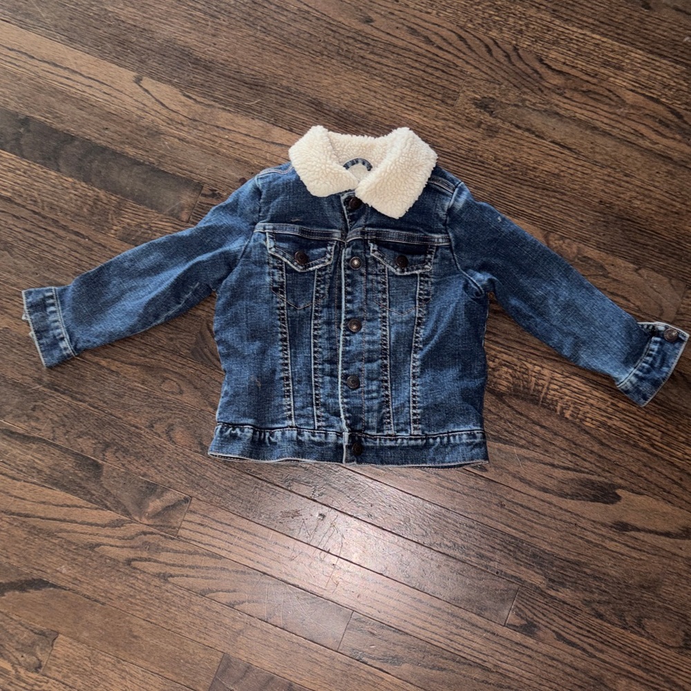 Kids Denim Jacket with Sherpa Collar